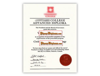 Fanshawe College - Fake Diploma Sample from Canada